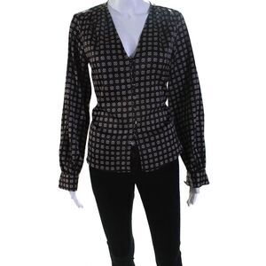 Sweet Baby Jamie Womens Geo Print Tie Front Blouse Size 4 13258425